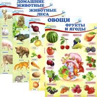Набор мини-плакатов "Домашние, лесные животные, фрукты и ягоды, овощи"